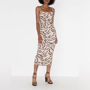 Nanushka Alexa Ruched Midi Scribble Dress size Small